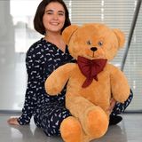 100 cm Dev Pelüş Ayıcık,Papyonlu Ayı,Yumuşak ve Sevimli Büyük Boy Oyuncak Ayı,Sevgiliye Hediye Ayıcık,Büyük Boy (Kahve)