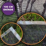 100 cm Eninde Siyah Kuş Filesi Balkon Perdesi Hazır Kopçalı ve Korniş Düğmeli Kedi Koruma Ağı Dolu Filesi Misina File Kuş Önleme Filesi (Uzunluk Seç) - 1mx5m