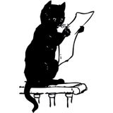 100 cm Gazete Okuyan Kedi Folyo Sticker