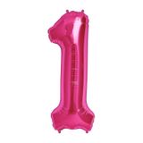 100 CM Pembe 1 Rakam Folyo Balonu. Sayı Büyük Boy Helyumla Uçan