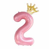 100 cm Pembe Taç 2 Numara Balon Seti, Kızlar için 2. Doğum Günü Balonları, Jumbo Helyum Folyo Balonlar, Çocuk Doğum Günü Partisi Dekorasyonları. (2 Numara)