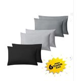 %100 Cotton (Toplam 6ADET) 2 Adet Füme 2ADET Siyah 2 Adet Gri Yastık Kılıfı Pillow Case - 50X70CM