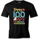 100 Days Of School Happy Siyah Erkek Tshirt