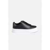 %100 Deri Termo Taban Siyah-Beyaz Erkek Sneaker Ayakkabı - Siyah-Beyaz-Siyah
