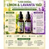 %100 Doğal Bitkisel Limon Yağı 30 ml + Lavanta Yağı 30 ml Ikisi Birlikte Doğanın Mucizesi
