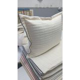 %100 Doğal Boncuk Yün Yastık Biye Detaylı | Dolgun Premium - 60 x 80 cm - Krem
