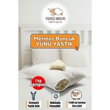 %100 Doğal Merinos Boncuk Kuzu Yünü Dolgulu Yastık 50 X 70 Cm Ebat 1000 gram