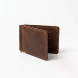 %100 El İşçiliği Hakiki Deri Para Maşalı Erkek Cüzdanı Klipsli Mini Kartlık 7X12 Cm Taba