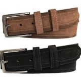 %100 Hakiki Deri 2'li Set Süet Kahverengi, Siyah Kemer 4 cm, 2li.Süet-ORTAKAHVE-SİYAH
