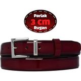 %100 Hakiki Deri, 3 cm Bordo Rugan Klasik Kadın Kemeri, Business, Iş Kadını, Kumaş, Takım KEMERI-R48 - 105 cm