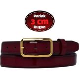 %100 Hakiki Deri, 3 cm Bordo Rugan Klasik Kadın Kemeri, Business, Iş Kadını, Kumaş, Takım KEMERI-R50 - 110 cm