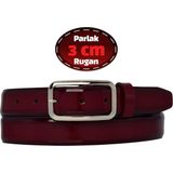 %100 Hakiki Deri, 3 cm Bordo Rugan Klasik Kadın Kemeri, Business, Iş Kadını, Kumaş, Takım KEMERI-R50 - 90 cm