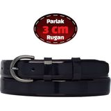 %100 Hakiki Deri, 3 cm Lacivert Rugan Klasik Kadın Kemeri, Business, Kumaş, Takım KEMERI-R03 - 100 cm