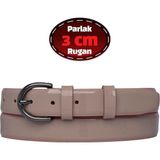 %100 Hakiki Deri, 3 cm Pudra Rugan Klasik Kadın Kemeri, Business, Iş Kadını, Kumaş, Takım KEMERI-R03 - 90 cm - Pudra - Rugan