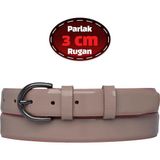 %100 Hakiki Deri, 3 cm Pudra Rugan Klasik Kadın Kemeri, Business, Iş Kadını, Kumaş, Takım KEMERI-R03 - 95 cm - Pudra - Rugan
