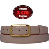 %100 Hakiki Deri, 3 cm Pudra Rugan Klasik Kadın Kemeri, Business, Iş Kadını, Kumaş, Takım KEMERI-R50 - 105 cm - Pudra - Rugan