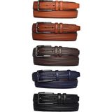 %100 Hakiki Deri, 5'limükemmel Set, Örgü Baskılı Kumaş Pantolon Kemeri 3.5 Cm_örgü.bas - 115 cm - Siyah - Kahverengi - Lacivert - Taba