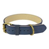 %100 Hakiki Deri - Antik Tokalı Köpek Tasması – Yumuşak İç Katman, Dayanıklı ve Şık Tasarım - Gerçek Deriden Tasma; Ekstra Küçük, Küçük, Orta, Büyük, Çok Büyük Köpekler İçin (Lacivert, M)