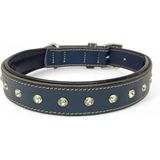 %100 Hakiki Deri - Antik Tokalı Köpek Tasması – Yumuşak İç Katman, Dayanıklı ve Şık Tasarım - Gerçek Deriden Tasma; Ekstra Küçük, Küçük, Orta, Büyük, Çok Büyük Köpekler İçin (Lacivert, XL)