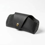%100 Hakiki Deri Çıtçıt Kapamalı Gözlük Kılıfı - Gri El Yapımı Gözlük Kabı ( 16 X 8,5 Cm)