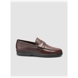 %100 Hakiki Deri Düz Kahverengi Erkek Loafer