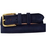 %100 Hakiki Deri, Gold Renk Tokalı 4 cm Süet Lacivert Kadın Kemeri; Kot, Spor Kemer=süet.76.lacivert - 125 cm