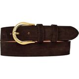 %100 Hakiki Deri, Gold Tokalı 4 cm Süet Koyu Kahverengi Kadın Kemeri; Kot, Spor Kemer=süet.70.koka - 110 cm