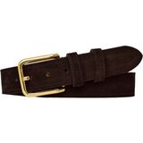 %100 Hakiki Deri, Gold Tokalı 4 cm Süet Koyu Kahverengi Kadın Kemeri; Kot, Spor Kemer=süet.76.koka - 100 cm