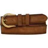 %100 Hakiki Deri, Gold Tokalı 4 cm Süet Sütlü Kahverengi Kadın Kemeri; Kot, Spor Kemer=süet.70.sütka - 95 cm
