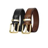 %100 Hakiki Deri Gold Tokalı, Metal Köprülü 2'li Set Siyah, Kahverengi Kadın Kot Kemeri, 4 cm x2Li-MET.kopru.byn-76