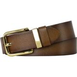 %100 Hakiki Deri Gold Tokalı, Metal Köprülü Kahverengi Kadın Kot Kemeri, 4 Cm=2li-Met.köprü.-Byn-76 - 125 cm - 00 Kahverengi
