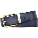%100 Hakiki Deri Gold Tokalı, Metal Köprülü Lacivert Kadın Kot Kemeri, 4 Cm=2li-Met.köprü.-Byn-76 - 125 cm