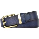 %100 Hakiki Deri Gold Tokalı, Metal Köprülü Lacivert Kadın Kot Kemeri, 4 Cm=2li-Met.köprü.-Byn-76 - 90 cm