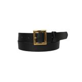 %100 Hakiki Deri Gold Tokalı Siyah İnce Kadın Kemeri, 3cm; 3cm-KDN-18-Siyah.DÜZ