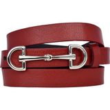 %100 Hakiki Deri, Gümüş Renk Tokalı Ince 2 cm Kırmızı Kadın Kemeri; Elbise, Pantolon Kemeri D&d_g - 90 cm
