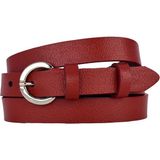 %100 Hakiki Deri, Gümüş Renk Tokalı Ince 2 cm Kırmızı Kadın Kemeri; Elbise, Pantolon Kemeri Kilit_g - 90 cm