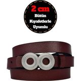 %100 Hakiki Deri, Gümüş Tokalı Ince 2 cm Bordo Kadın Kemeri; Elbise Kemeri, Pantolon Kemeri_gözovr - 115 cm