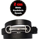 %100 Hakiki Deri, Gümüş Tokalı Ince 2 cm Siyah Kadın Kemeri; Elbise Kemeri, Pantolon Kemerid&d - 95 cm