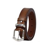 %100 Hakiki Deri Gümüş Tokalı, Metal Köprülü Kahverengi Kadın Kemeri, 3 cm x3cm-KD-41-GMS.Tk