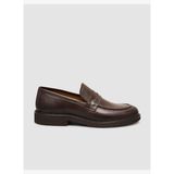 %100 Hakiki Deri Kahverengi Erkek Klasik Loafer Ayakkabı