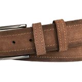 %100 Hakiki Deri Süet Kahverengi Kemer 4 cm