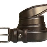 %100 Hakiki Kaliteli Deri, Kenarları Dikişli Kahverengi Klasik Kumaş Pantolon Kemeri 3,5 cm, Go-Dk-KLA-06