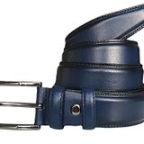 %100 Hakiki Kaliteli Deri, Kenarları Dikişli Lacivert Klasik Kumaş Pantolon Kemeri 3,5 cm, Go-Dk-KLA-07