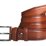 %100 Hakiki Kaliteli Deri, Kenarları Dikişli Taba Klasik Kumaş Pantolon Kemeri 3,5 cm, Go-Dk-KLA-08