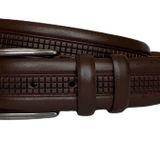 %100 Hakiki Kaliteli Deri, Orta Baskılı Kahverengi Klasik, Kumaş Pantolon Kemeri 3.5 cm; Dk-145