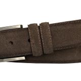 %100 Hakiki Kaliteli Süet Deri 3.5 cm Koyu Kahverengi Klasik, Kumaş Pantolon Kemeri