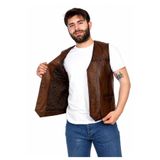 %100 HAKİKİ KUZU DERİSİ KARARTMALI TABA ERKEK YELEK