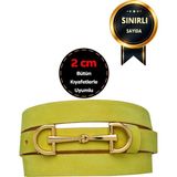 %100 Hakiki Yumuşak Nubuk Deri, 2 cm Fıstık Yeşili Kadın Kemeri; Elbise, Pantolon Kemeri D&dgold - 120 cm - Fıstık - Yeşil