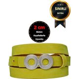 %100 Hakiki Yumuşak Nubuk Deri, 2 cm Fıstık Yeşili Kadın Kemeri; Elbise, Pantolon Kemeri Gözovalgümü - 125 cm - Fıstık - Yeşil