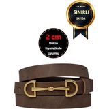%100 Hakiki Yumuşak Nubuk Deri, 2 cm Nubuk Kahve Kadın Kemeri; Elbise, Pantolon Kemeri D&dgold - 120 cm - Kahve Nubuk